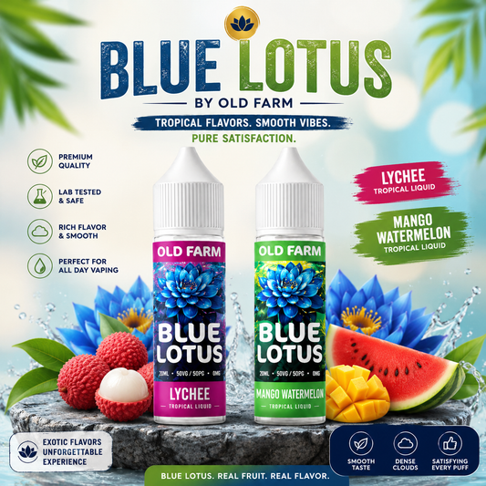 Blue Lotus Tropical Vape Collection by Old Farm | Mango Watermelon & Lychee Flavor Review